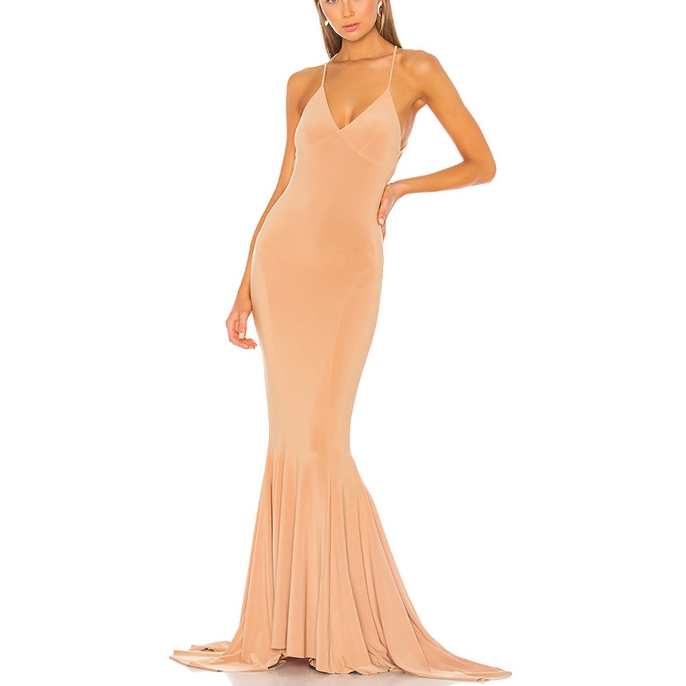 Norma Kamali Low Back Slip Mermaid Fishtail Gown